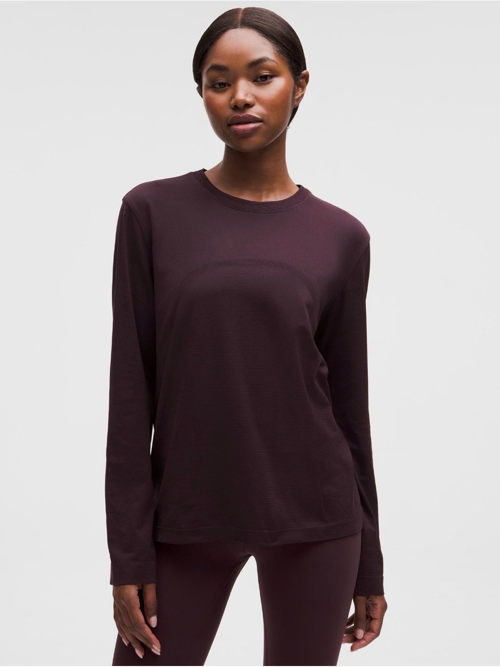 lululemon athletica swiftly relaxed Long Sleeve Crewneck Top in Deep Plum